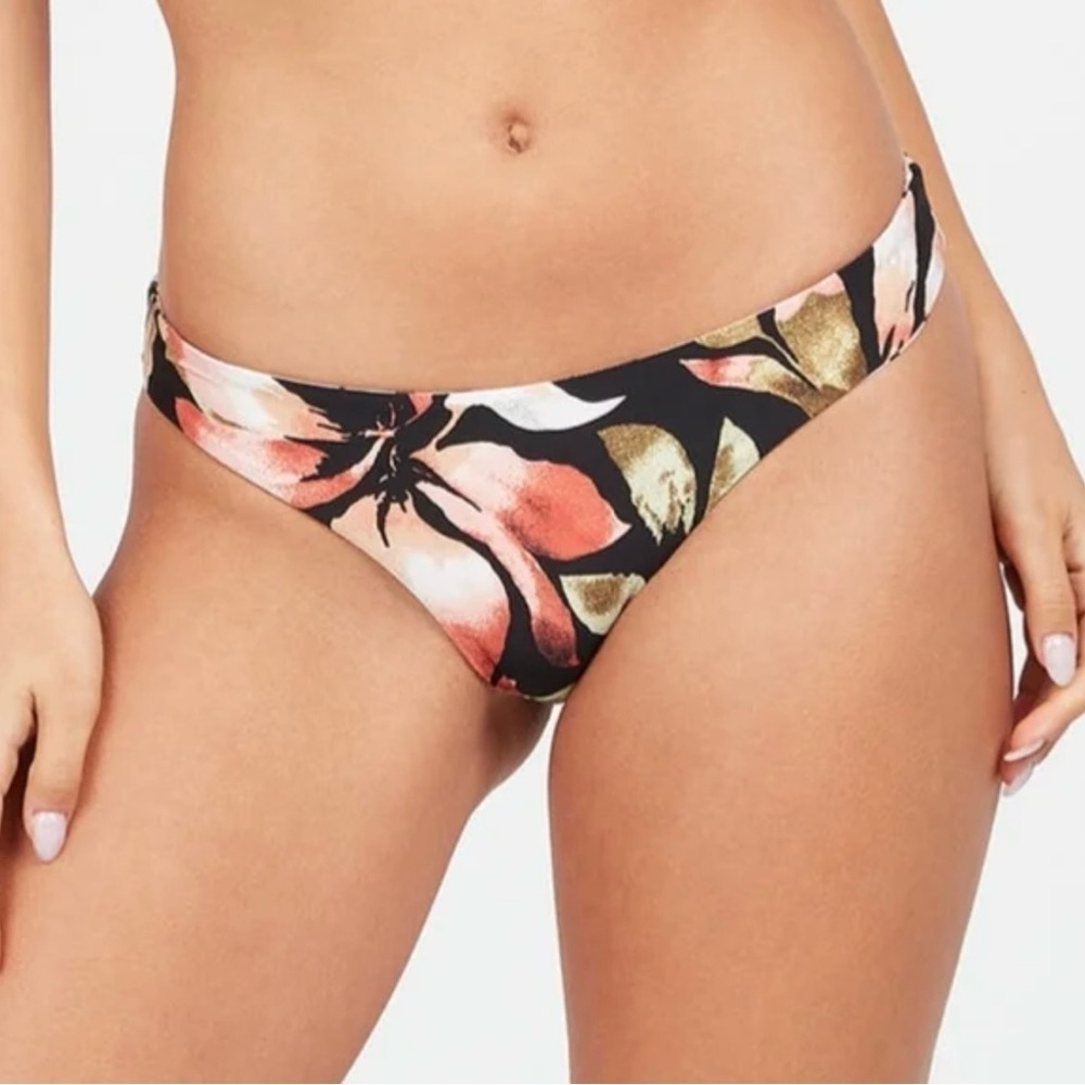 Volcom Women’s Tropic Crush Reverse Hipster Floral Bikini Bottoms NWT XXL Black